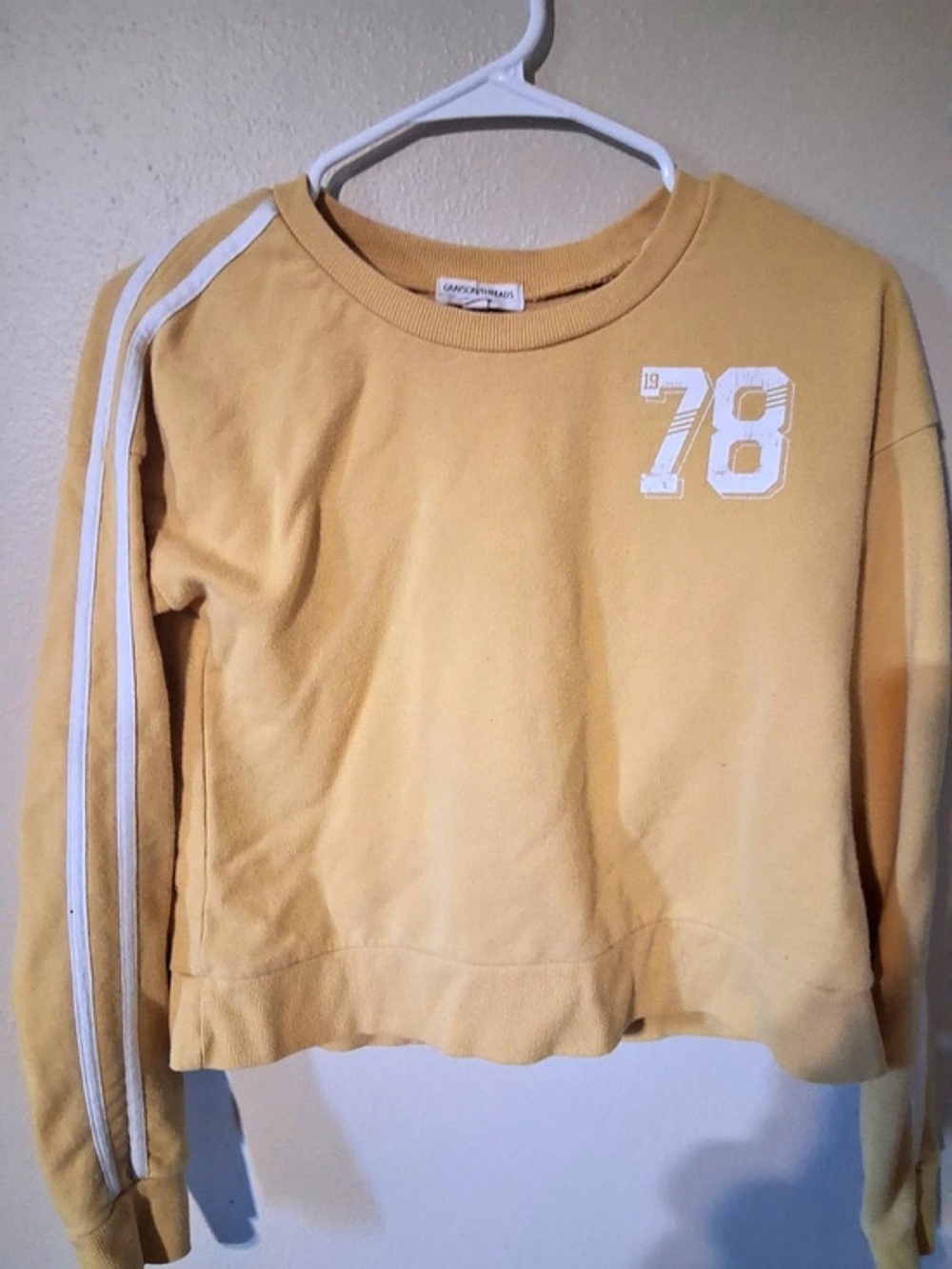 GRAYSON/THREADS Striped Sleeve Sweatshirt in Yellow Size Small